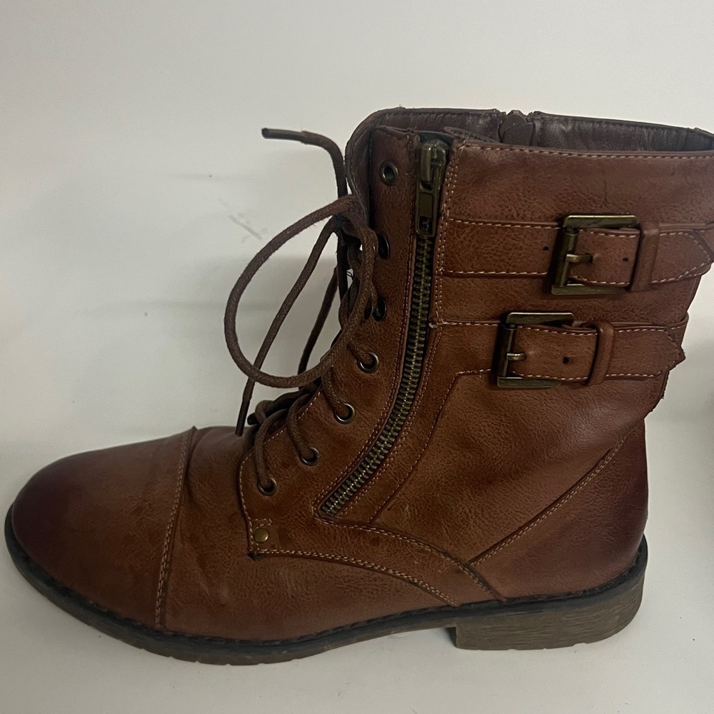 Hot Cakes Brown Moto Combat Boots Women’s Size 8.5 - Picture 7 of 9